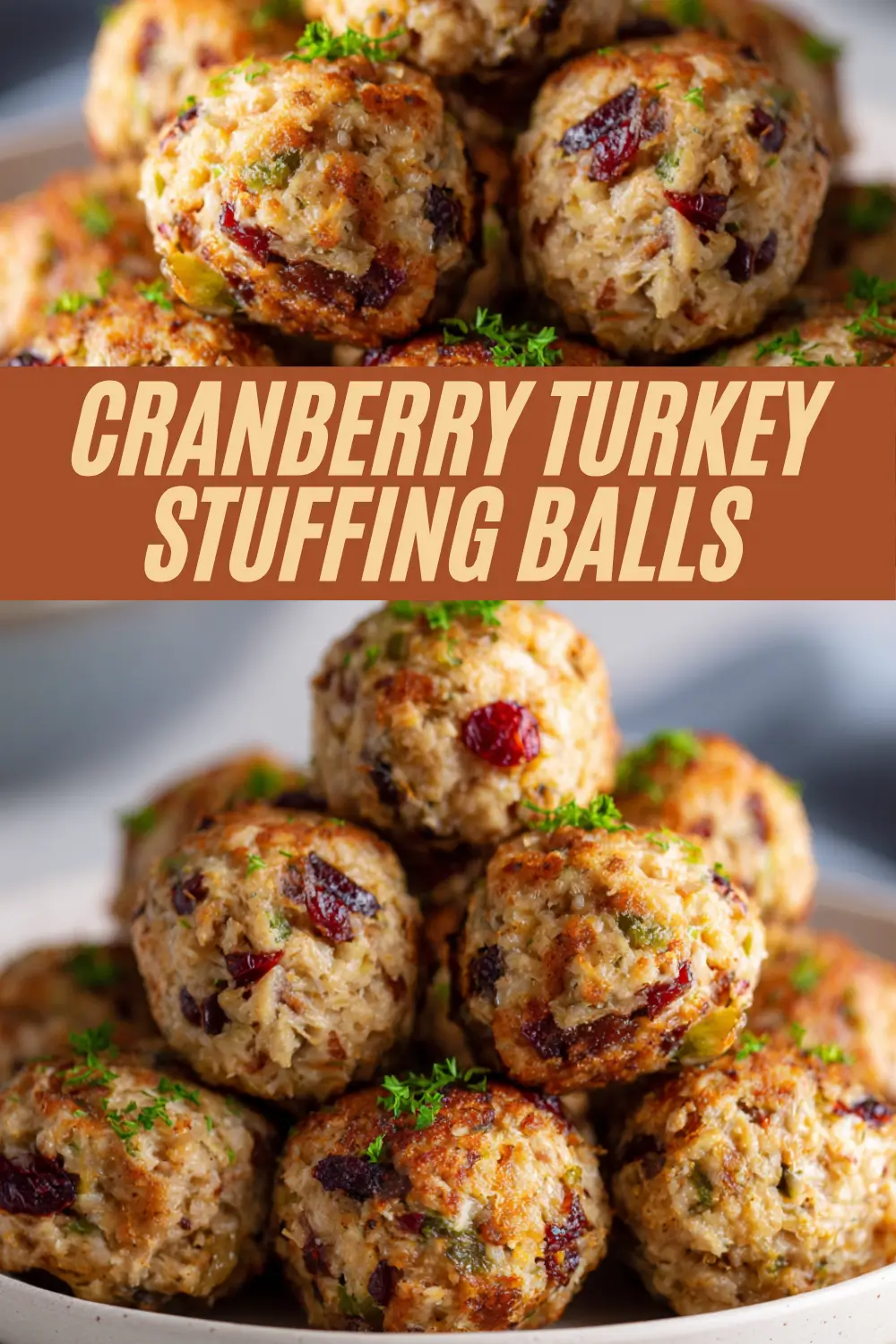 This recipe for cranberry turkey stuffing balls makes savory appetizers with turkey, herbs, and cranberries.