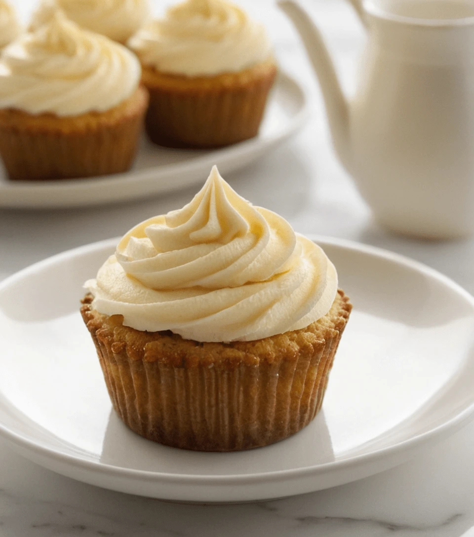 Keto cheesecake cupcake with a creamy top and golden crust on a white plate, with a clean, empty background