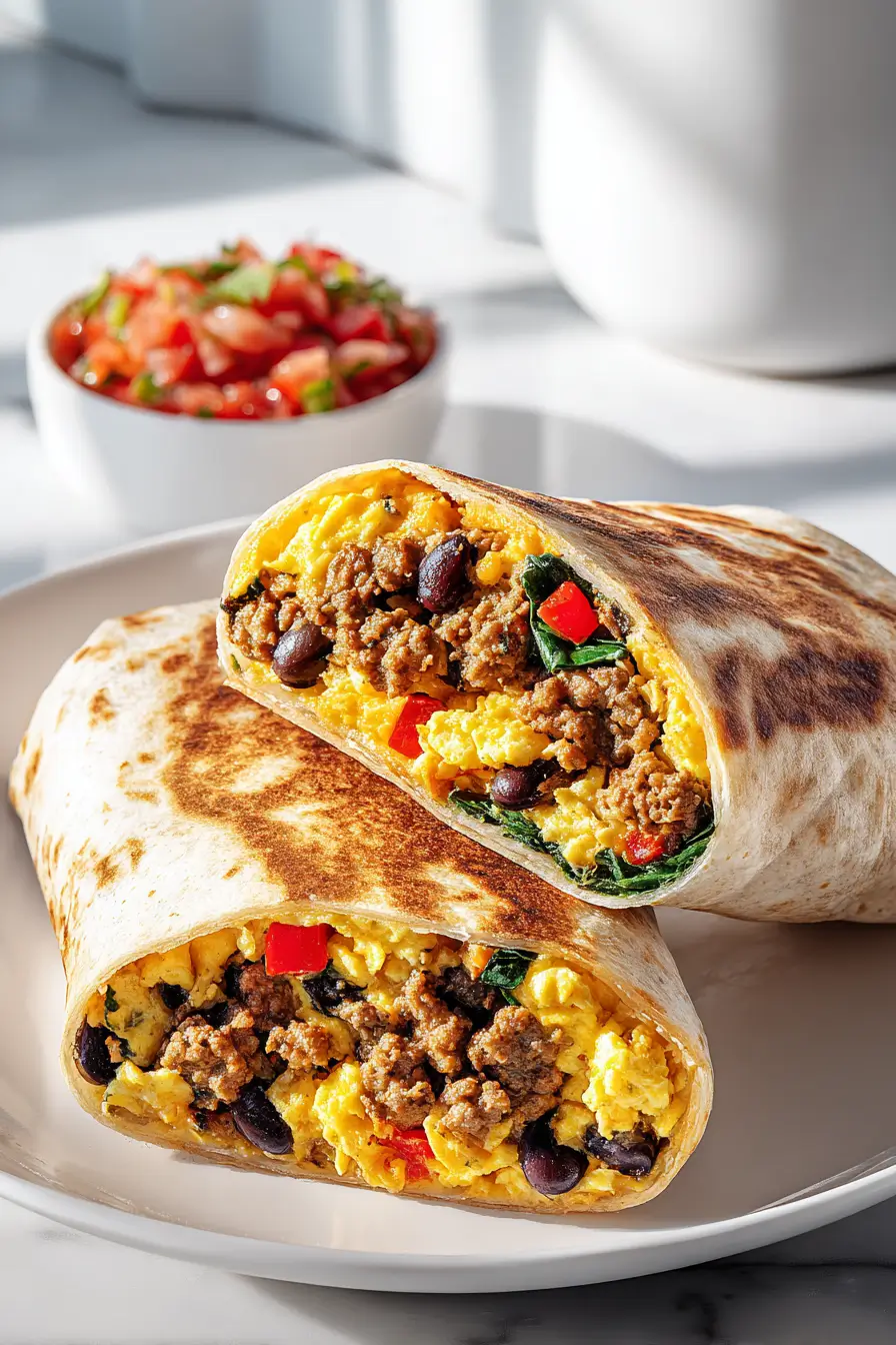 High protein breakfast burrito