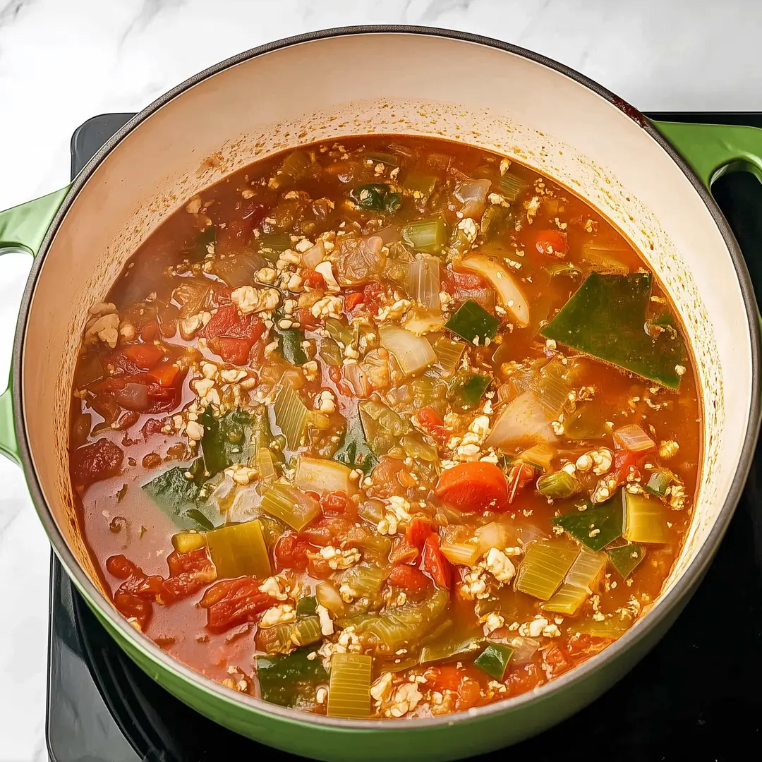 Hearty Weight Watchers Vegetable Soup with Tomatoes, Celery, and Leafy Greens