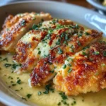 Longhorn Parmesan Crusted Chicken topped with golden cheese and herbs