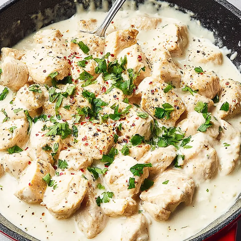 Keto Chicken Alfredo Creamy Low-Carb Skillet Dinner with Garlic and Herbs
