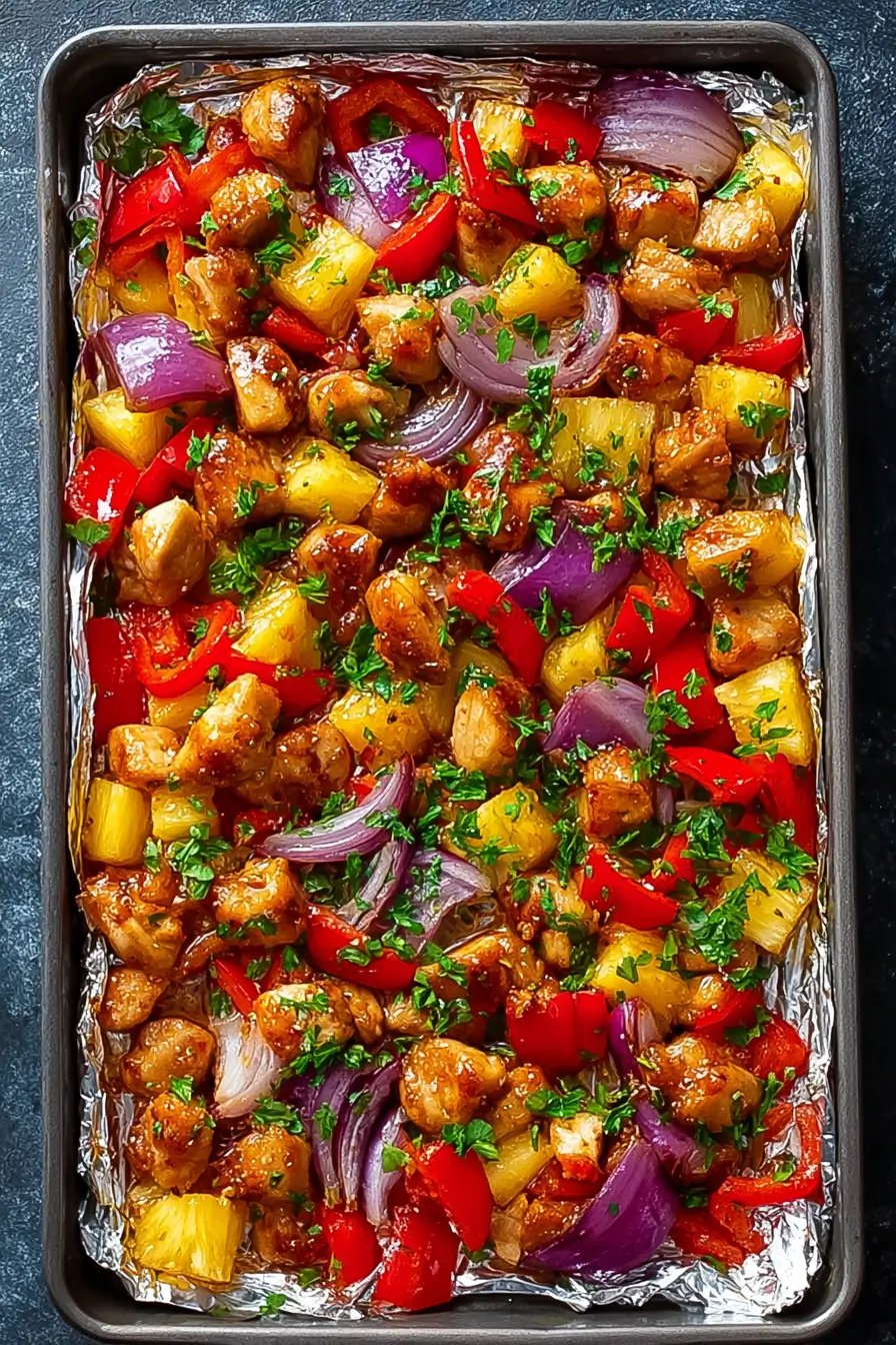 Hawaiian chicken sheet pan