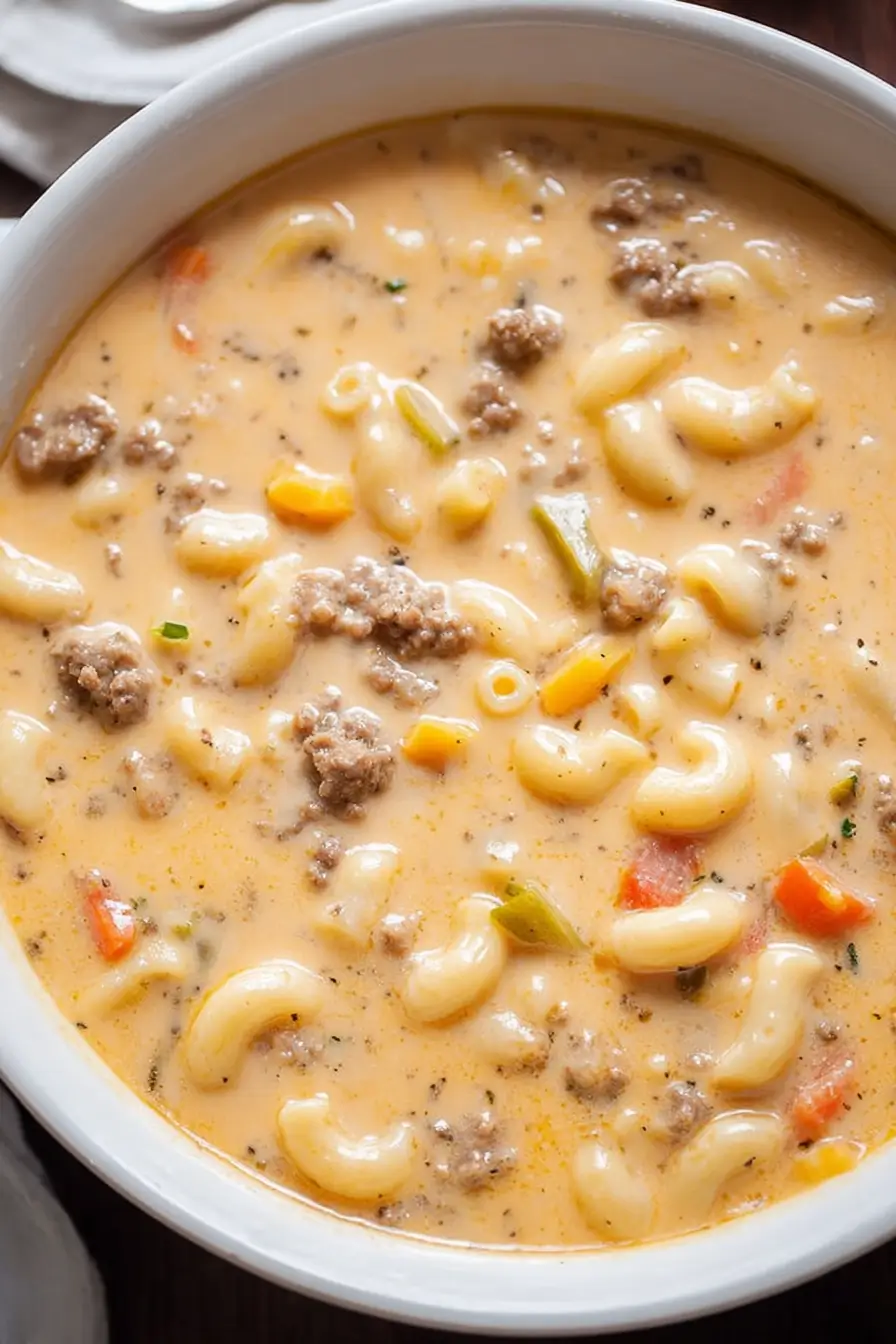 Cheeseburger macaroni soup