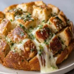 Cheesy pull apart bread loaded with melted cheese, garlic, and fresh herbs