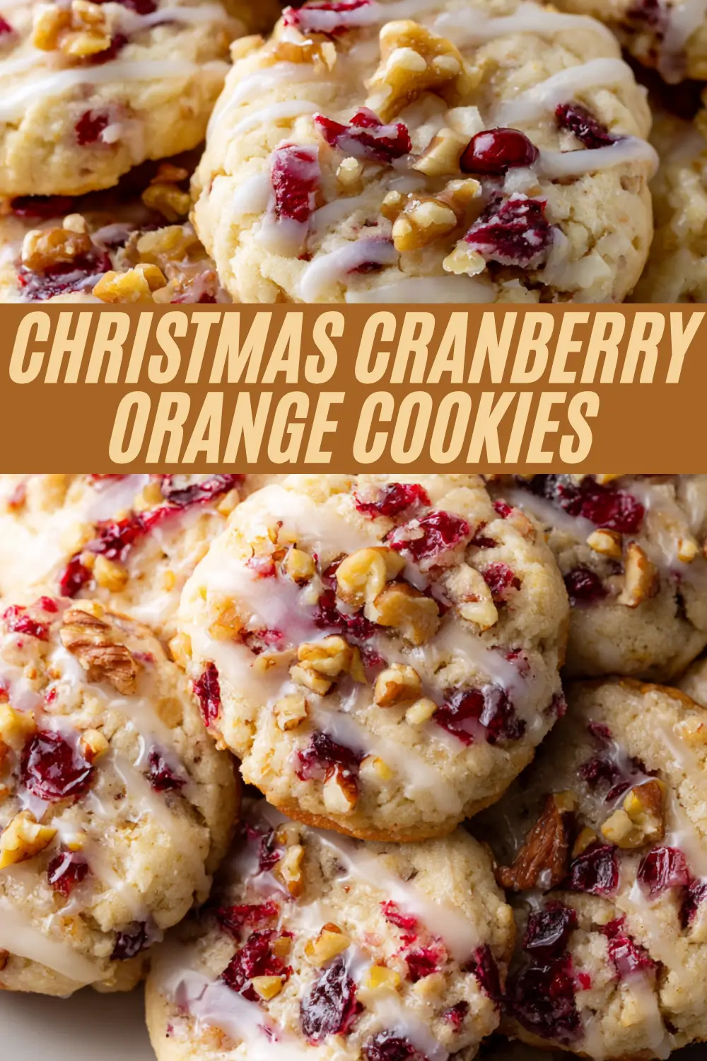  Festive sugar cookies bursting with cranberries and orange, topped with chopped nuts and glaze.