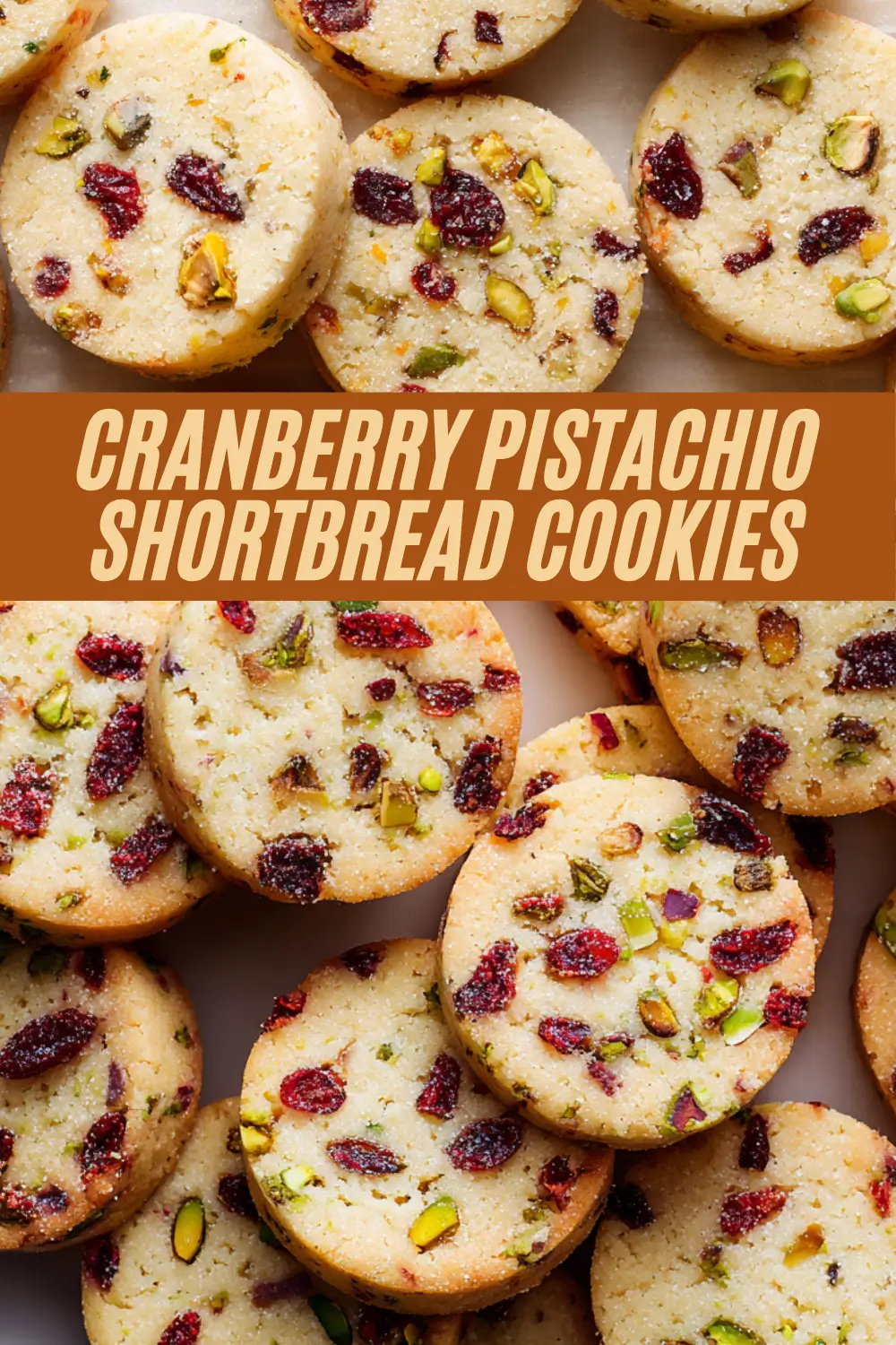 Festive shortbread cookies with cranberries and pistachios.