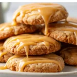 Soft maple cookies coated in rich maple icing, with a golden, chewy texture and glossy drizzle.