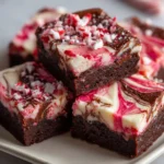 Fudgy brownies topped with swirled peppermint cheesecake and crushed candy canes.