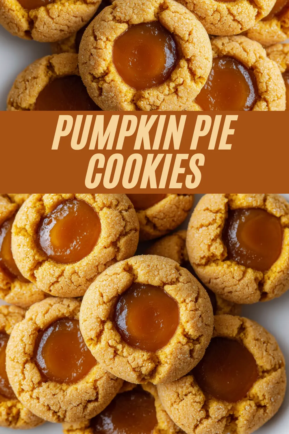 Pumpkin pie cookies with a creamy pumpkin filling center.