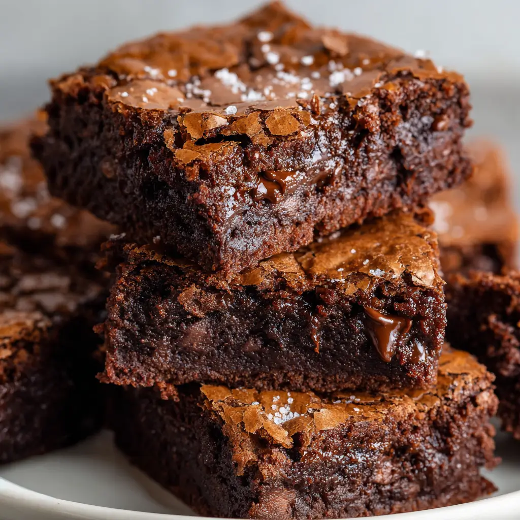 Fudgy brownies with crisp tops and melted chocolate chips.