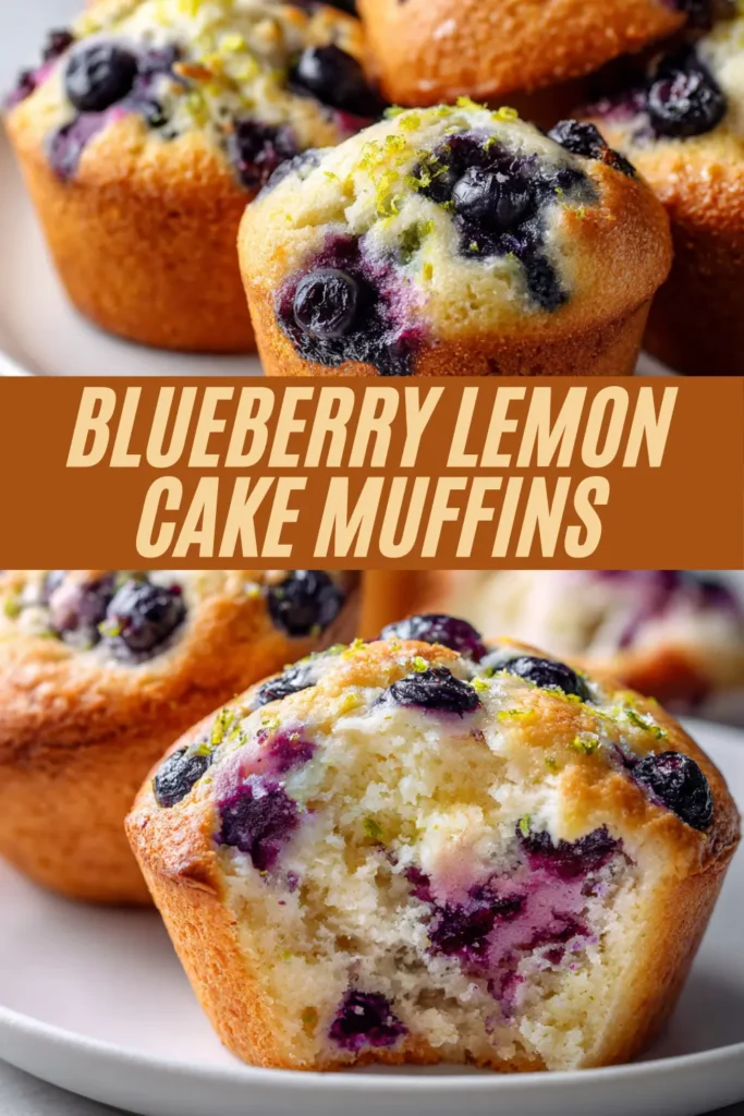 Tall domed muffins overflowing with blueberries and sparkling lemon sugar crust on a white plate.