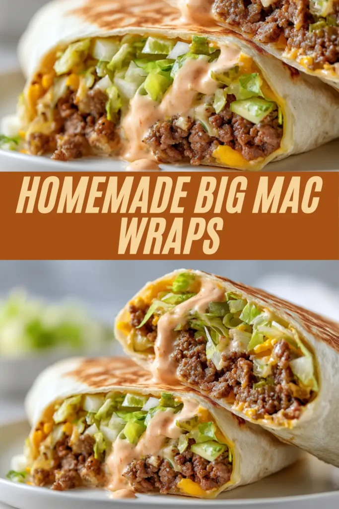 Toasted tortillas stuffed with seasoned ground beef, shredded lettuce, cheese, and drizzled with creamy Big Mac–style sauce.