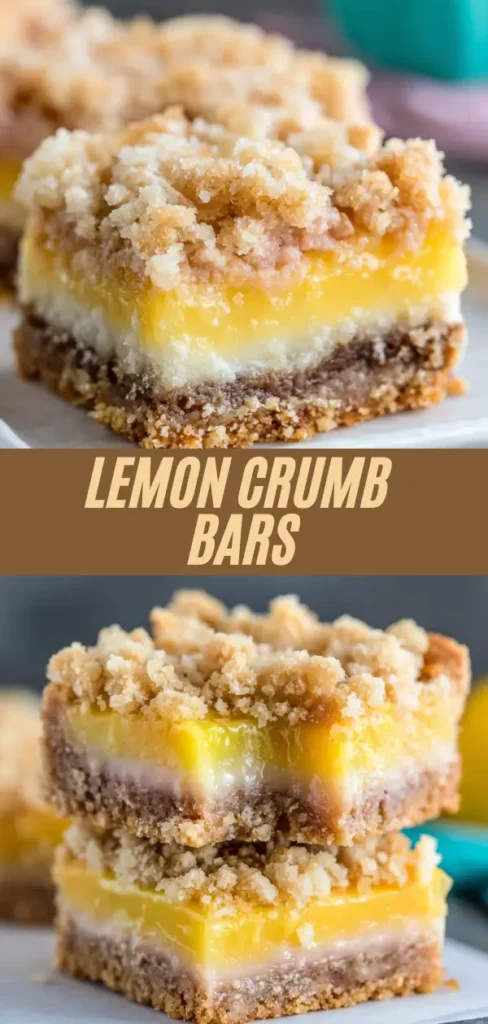 Lemon crumb bars with creamy lemon filling and buttery crumble topping