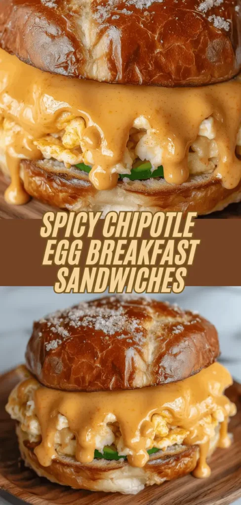 spicy chipotle egg breakfast sandwich showing melted cheese, scrambled eggs, and a toasted bun with a sprinkle of salt.