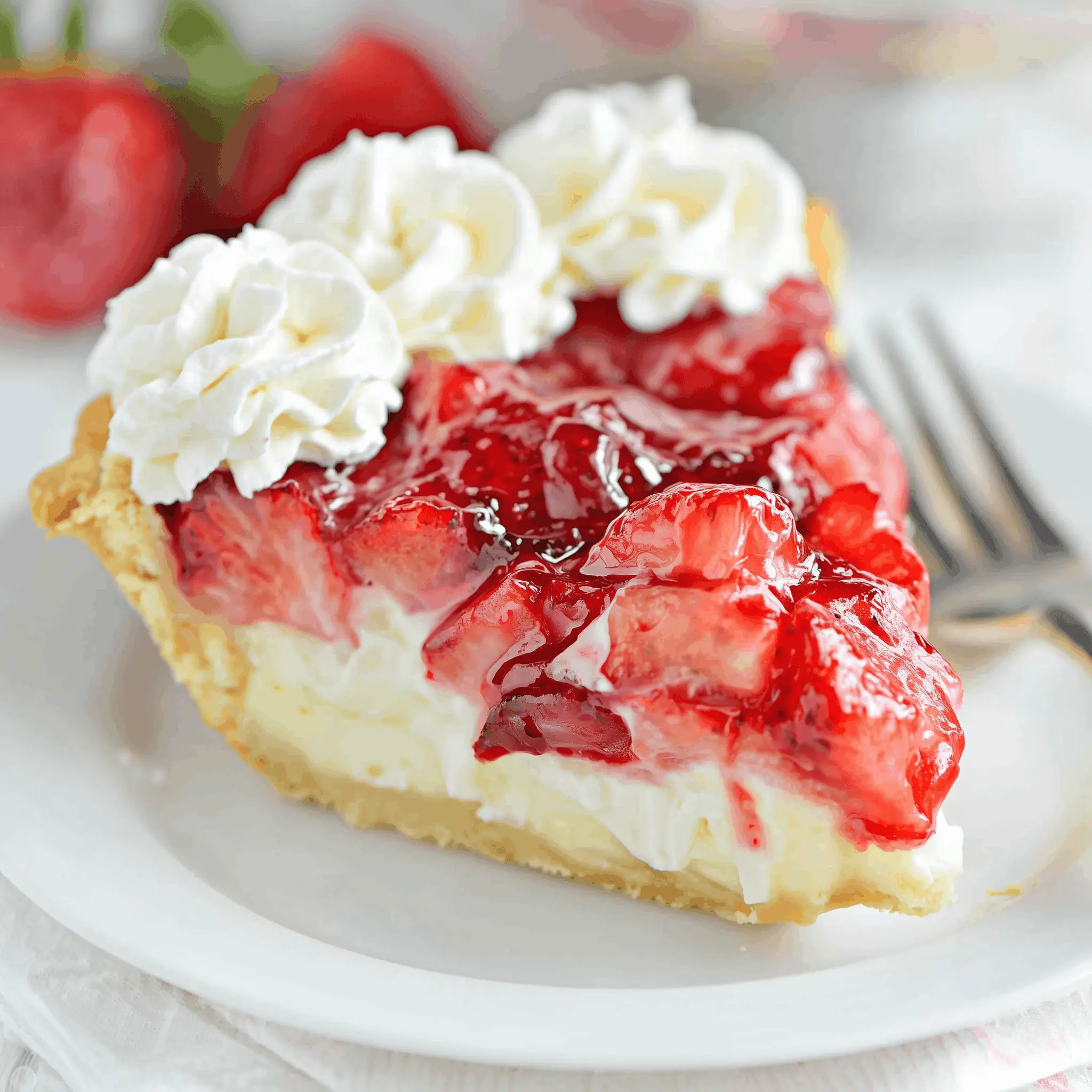 Fresh Strawberry Cream Pie with Whipped Cream