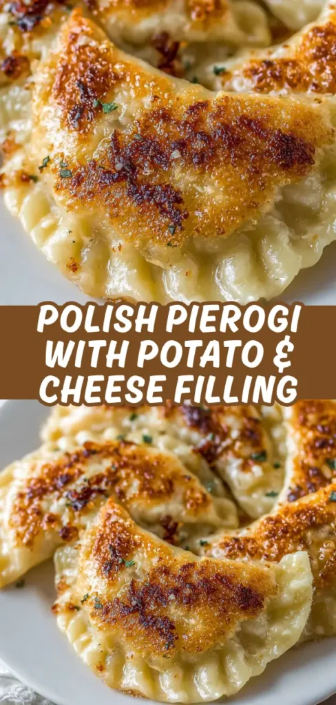 Close-up of golden-brown Polish pierogi with a crispy exterior, filled with potato and cheese, garnished with chopped herbs.