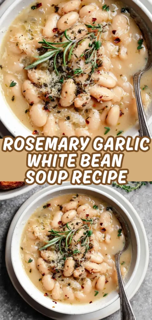 Creamy white bean soup garnished with herbs and red pepper flakes.