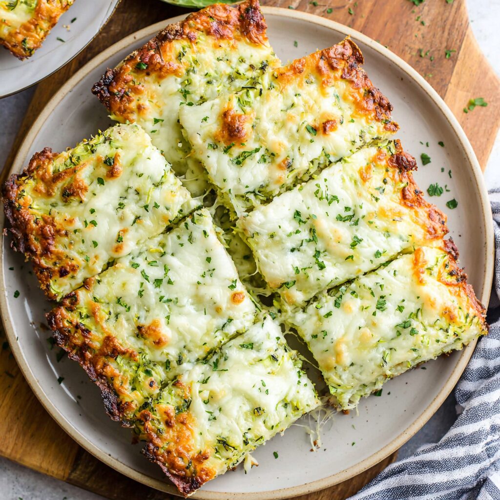 Golden-brown zucchini breadsticks, generously sprinkled with cheese, await their delicious fate.