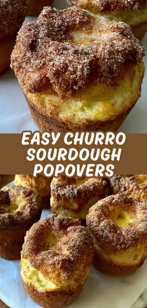 Sourdough popovers topped with cinnamon sugar, golden and fluffy inside.