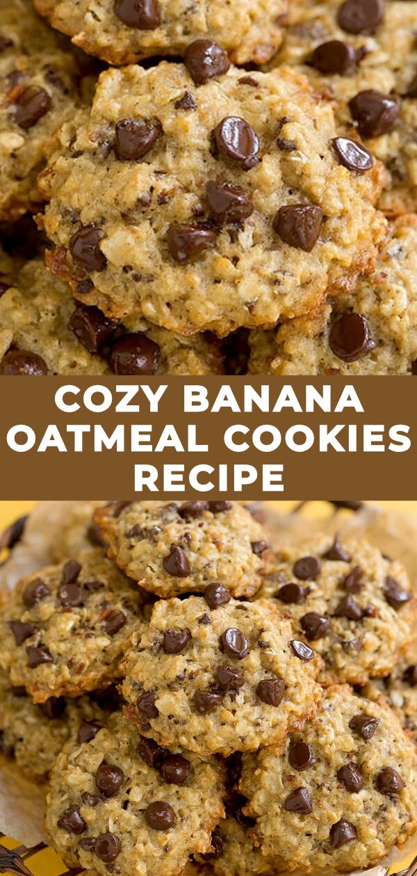 A warm, inviting shot of freshly baked banana oatmeal cookies promises a comforting treat.