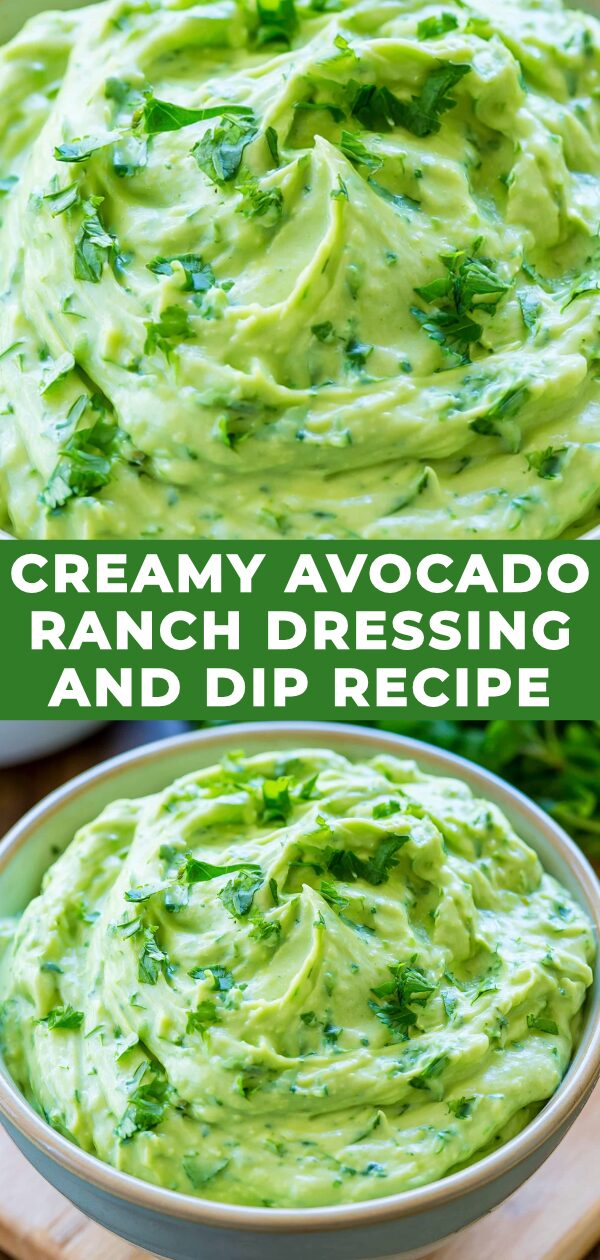 A vibrant bowl of creamy avocado ranch dressing, ready to elevate your next meal.