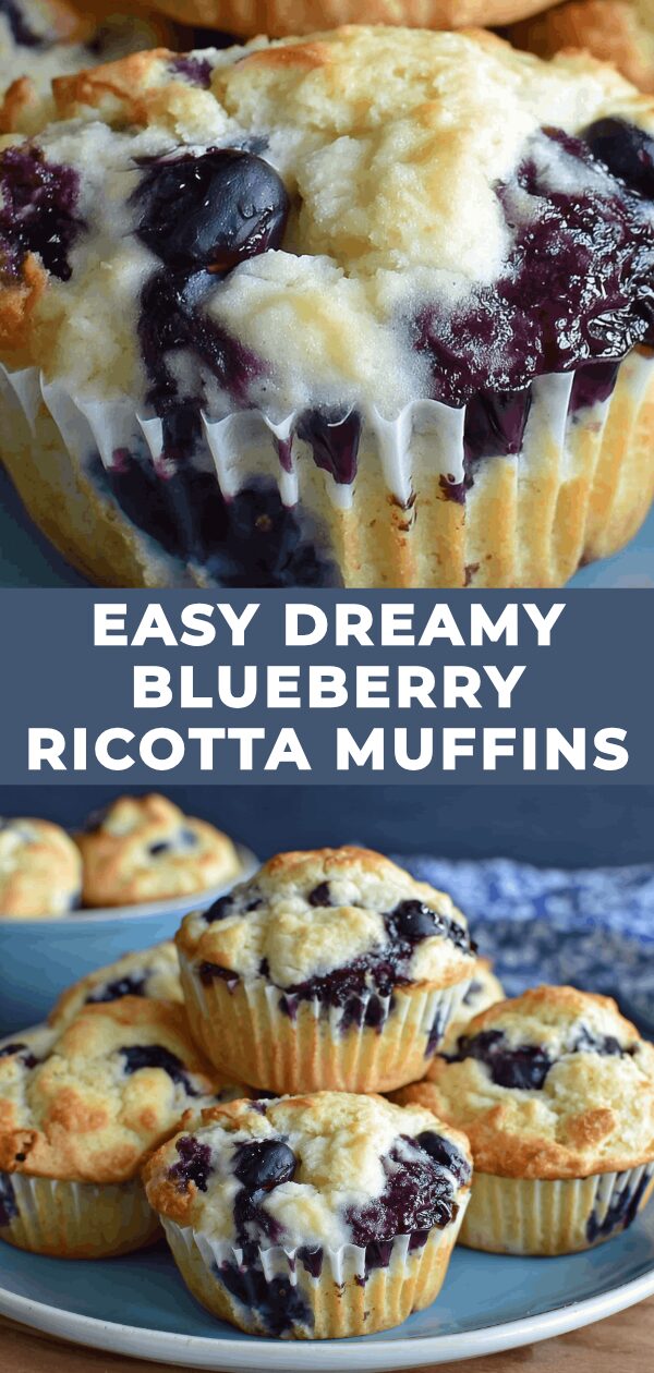 Fluffy blueberry muffins, bursting with creamy ricotta, promise a blissful morning treat.