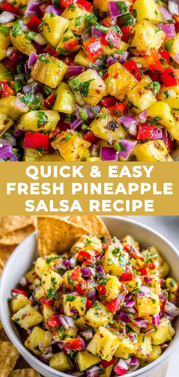 Vibrant pineapple salsa bursts with tropical flavors, ready to elevate any dish.