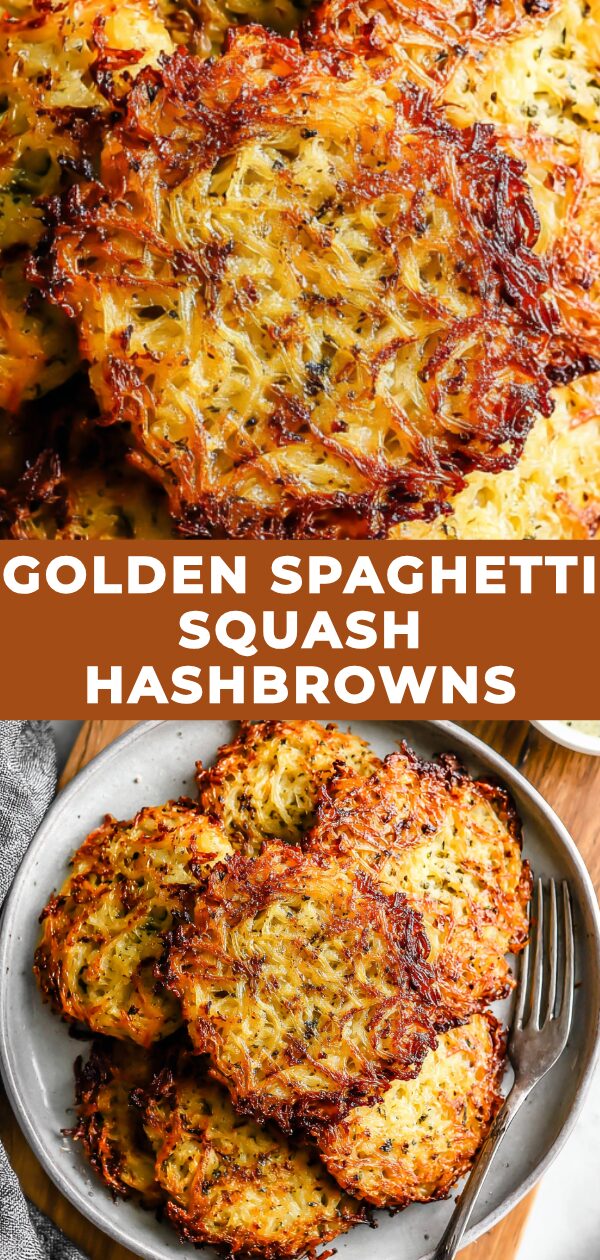 Shredded spaghetti squash transforms into crispy, golden hashbrowns with a delightful textural contrast.