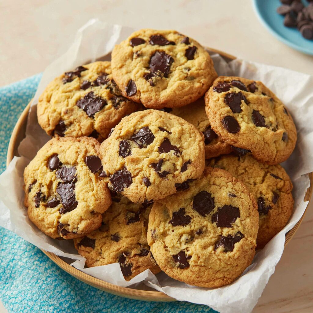 Golden-brown, slightly crinkled cookies, the result of a homemade Chips Ahoy recipe, promise a delightful, chewy bite.