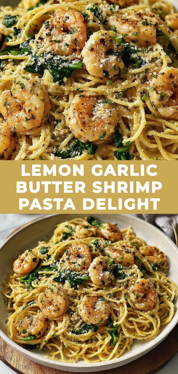 Swirled pasta gleams with lemon butter sauce, plump shrimp, and fragrant herbs, offering a vibrant taste of summer.
