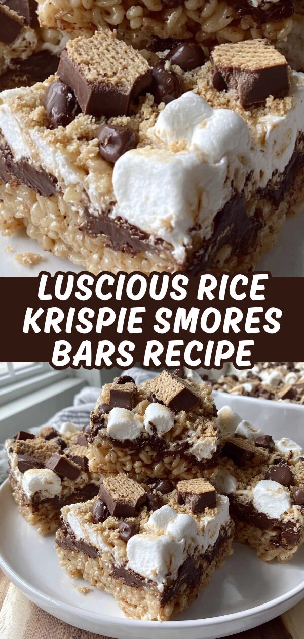 Golden, gooey squares of marshmallow-infused Rice Krispie treats layered with chocolate and graham cracker crumble are a delightful, no-bake dessert.