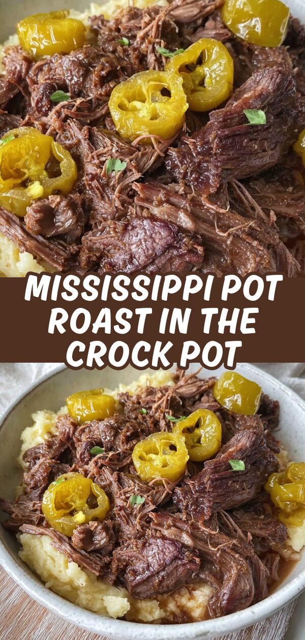 A slow cooker bubbles with tender, shredded pot roast, vegetables swimming in rich gravy.