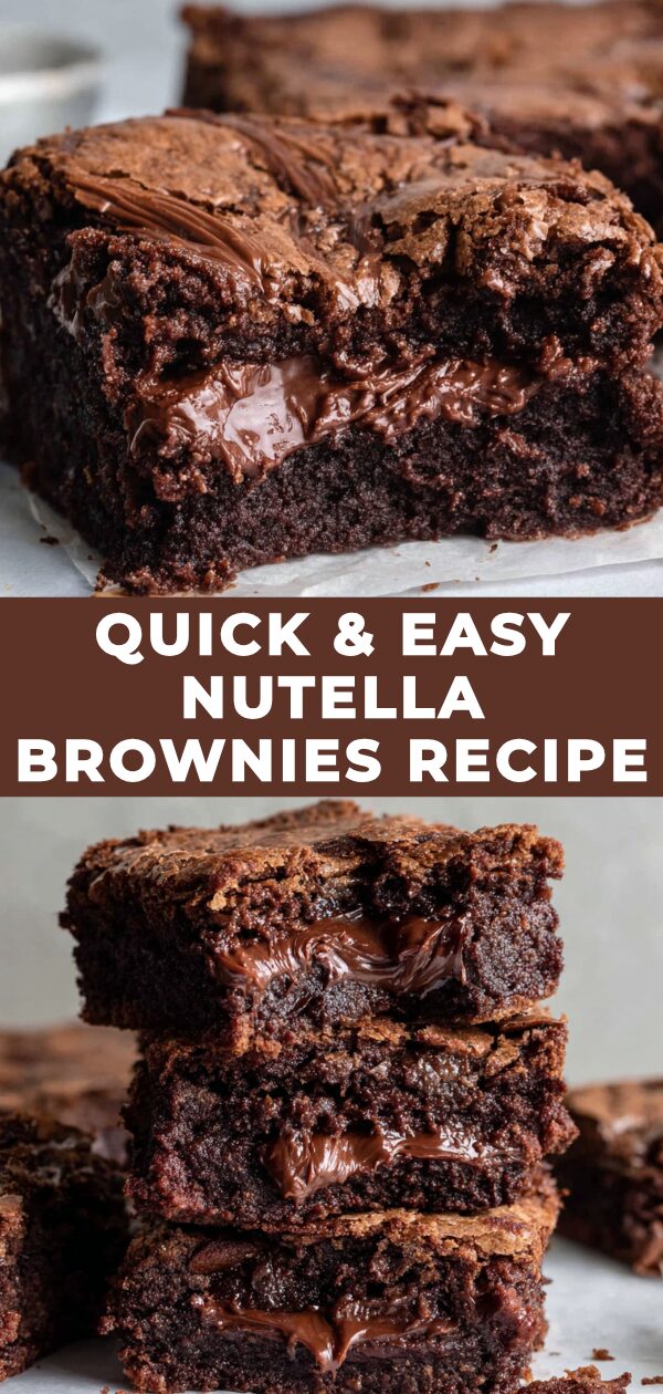 Swirled Nutella brownies promise a decadent treat, showcasing a rich fudgy texture and tempting swirls.