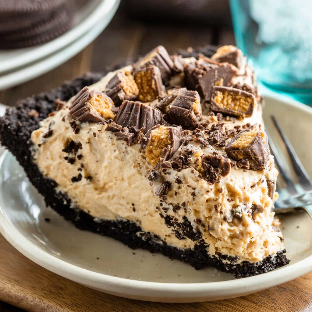 A decadent, no-bake Reese's Peanut Butter Pie promises a delightful indulgence with its creamy filling and chocolatey crust.