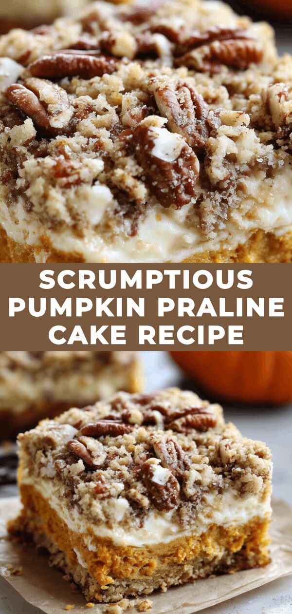 A golden-hued cake, crowned with pecans and a drizzle, promises autumnal delight.