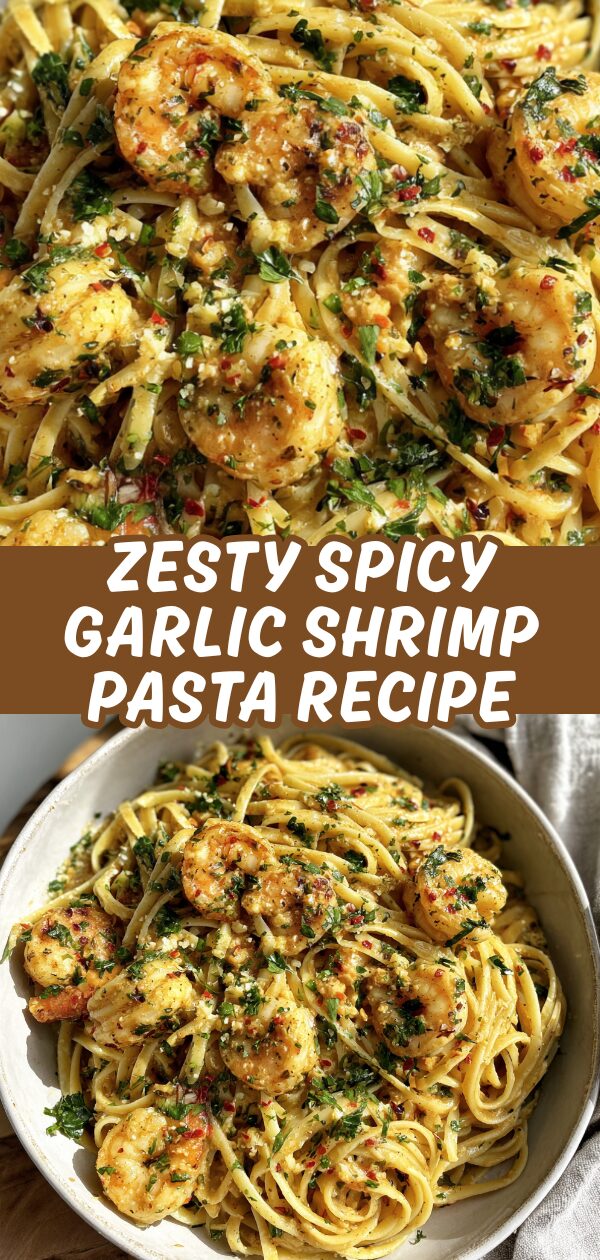Tantalizing swirls of shrimp pasta, vibrant with garlic, spice, and zest, offer a delightful culinary invitation.