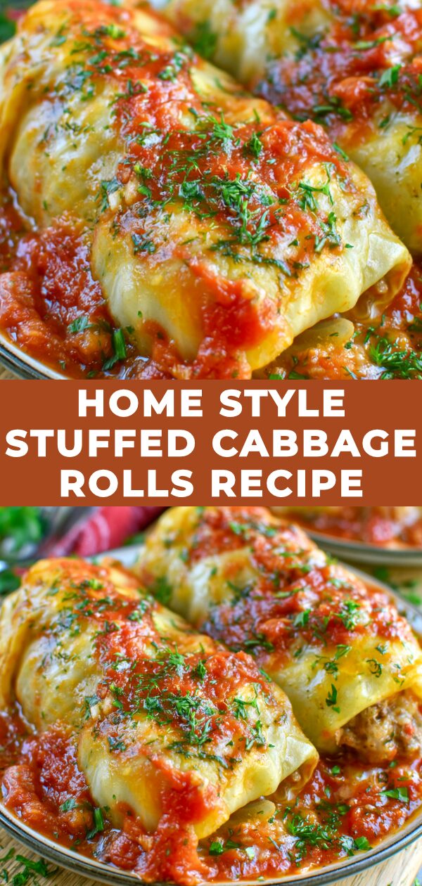 Juicy cabbage leaves cradle savory meat and rice filling, bathed in a rich tomato sauce.