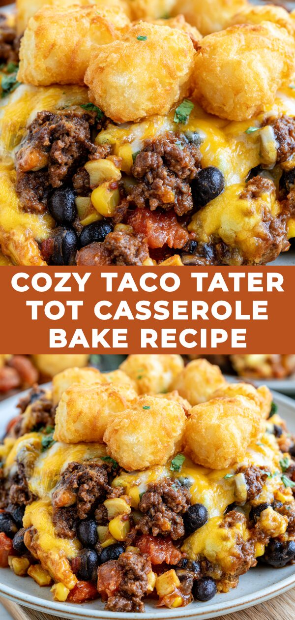 Golden tater tots envelop seasoned taco meat and melted cheese in a comforting casserole bake.