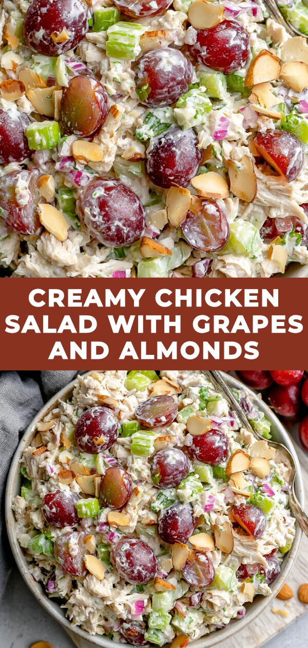 Plump grapes and crunchy almonds are mixed into a rich chicken salad, perfect for a light meal.