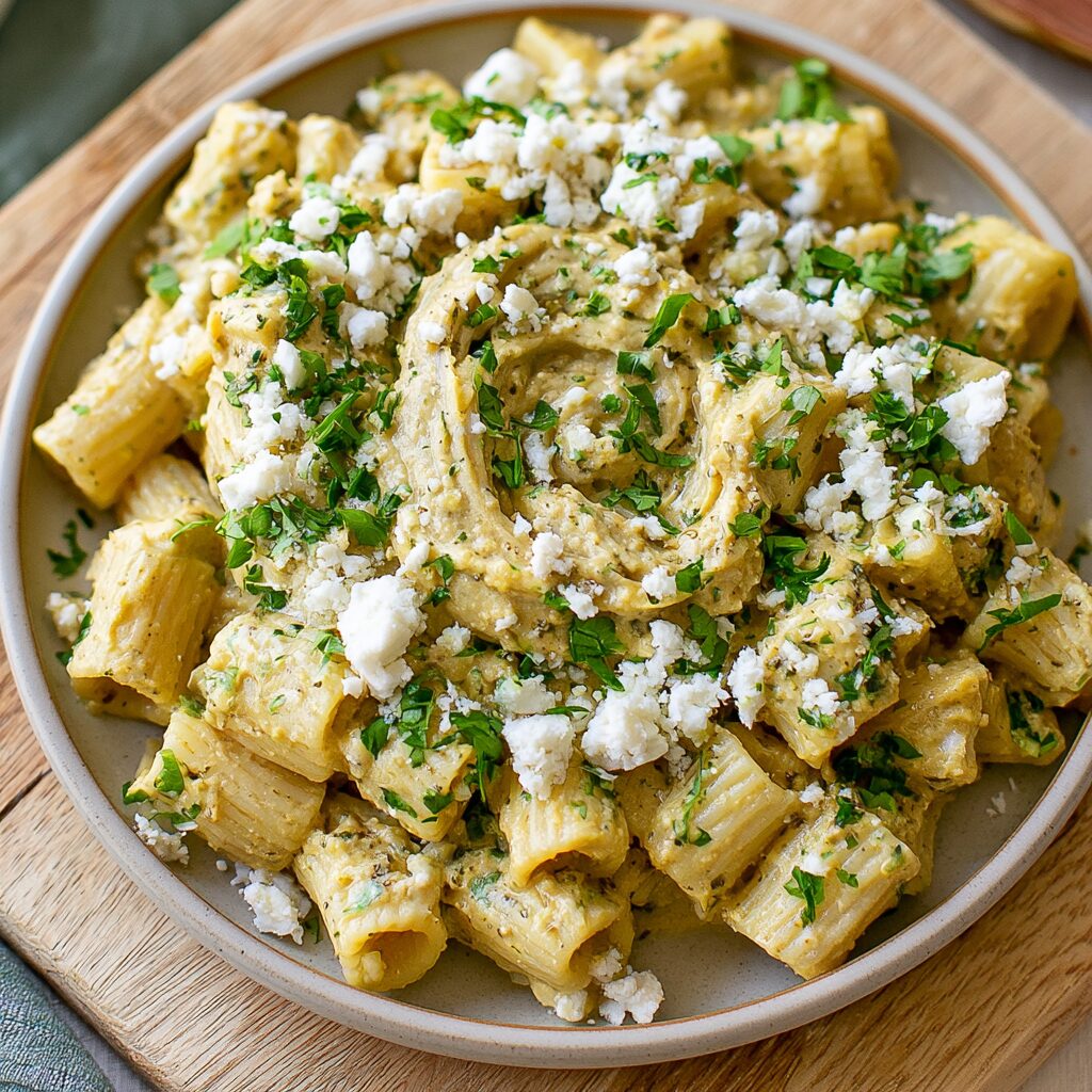 Smooth and smoky vegan baba ganoush sauce coats tender pasta, garnished with fresh herbs.