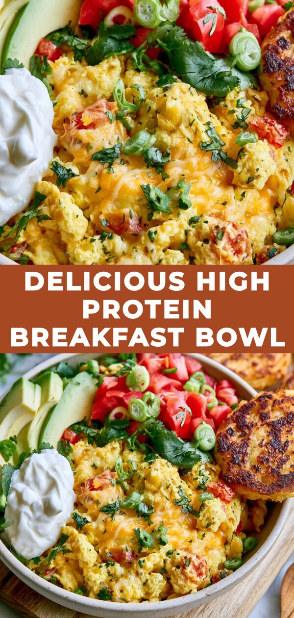 A vibrant breakfast bowl packed with eggs, avocado, and greens for a nutritious start.