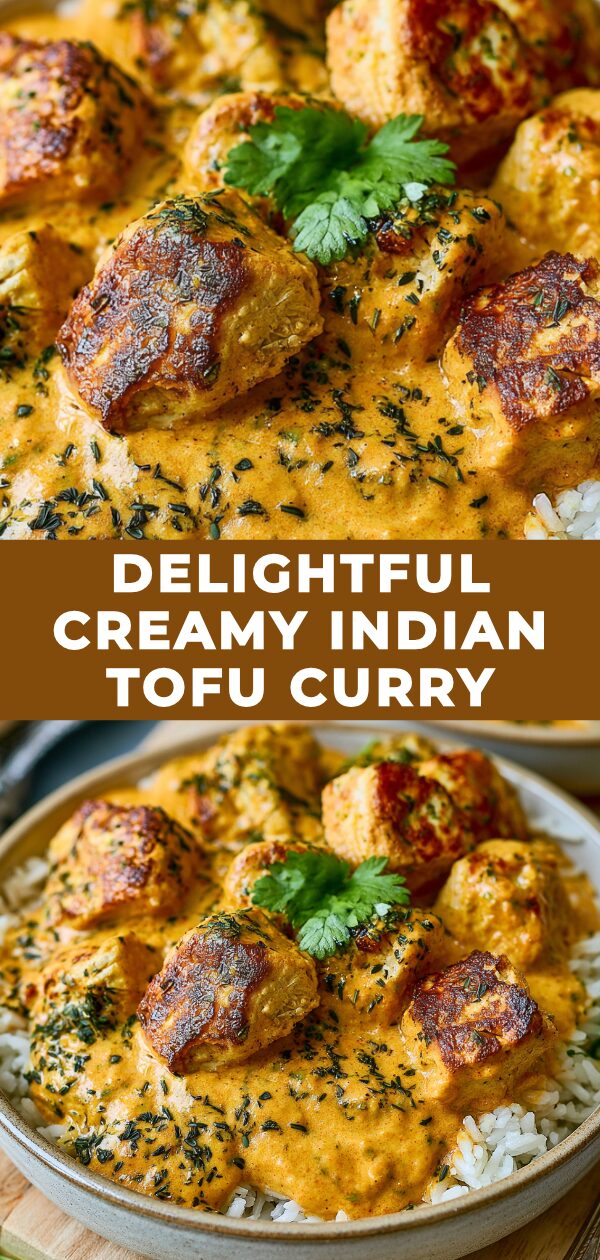 A vibrant bowl of Indian tofu curry, rich with creamy textures and aromatic spices.