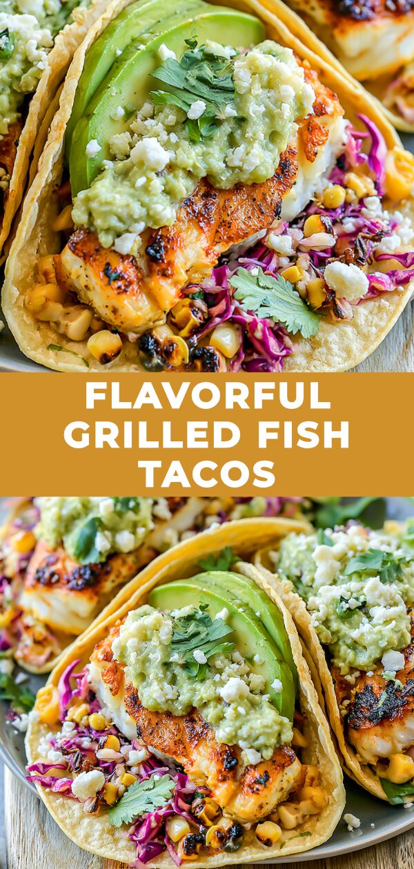 Succulent grilled fish, vibrant slaw, and zesty lime fill warm tortillas for a delightful taco experience.