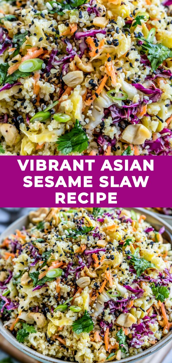 A colorful bowl brimful with shredded cabbage, carrots, and edamame, tossed in a glistening sesame-ginger dressing and topped with toasted sesame seeds.