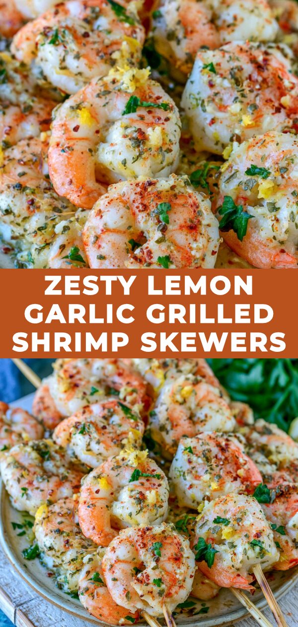 Juicy shrimp, marinated in lemon and garlic, grilled to perfection on skewers.
