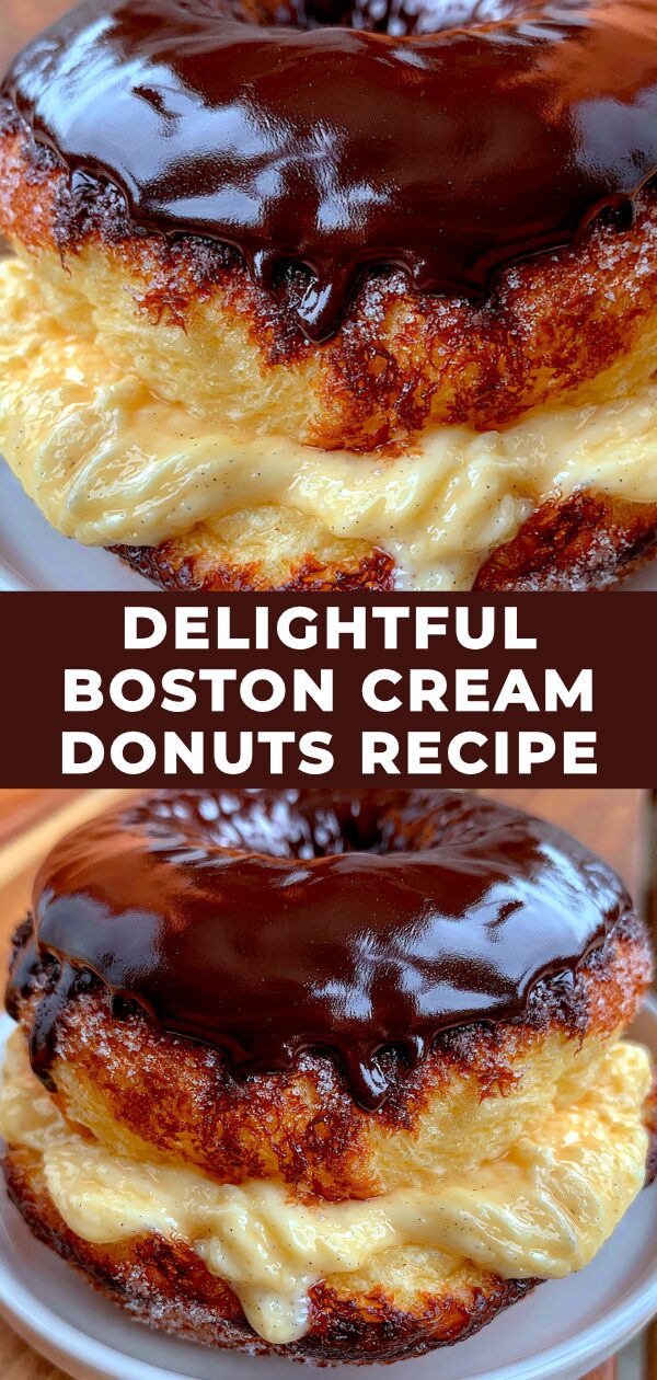 A delectable Boston Cream donut, its chocolate glaze glistening, sits atop a kitchen counter.