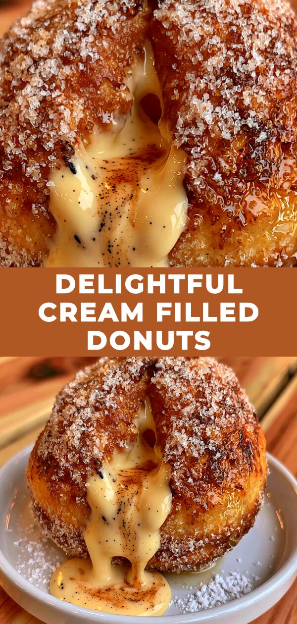 Plump donuts, generously filled with creamy goodness and artfully arranged.