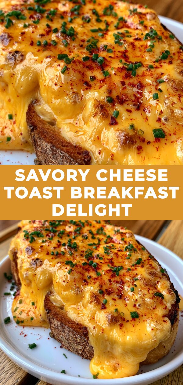Golden-brown toast layered with melted cheese and herbs, a perfect savory start to the day.