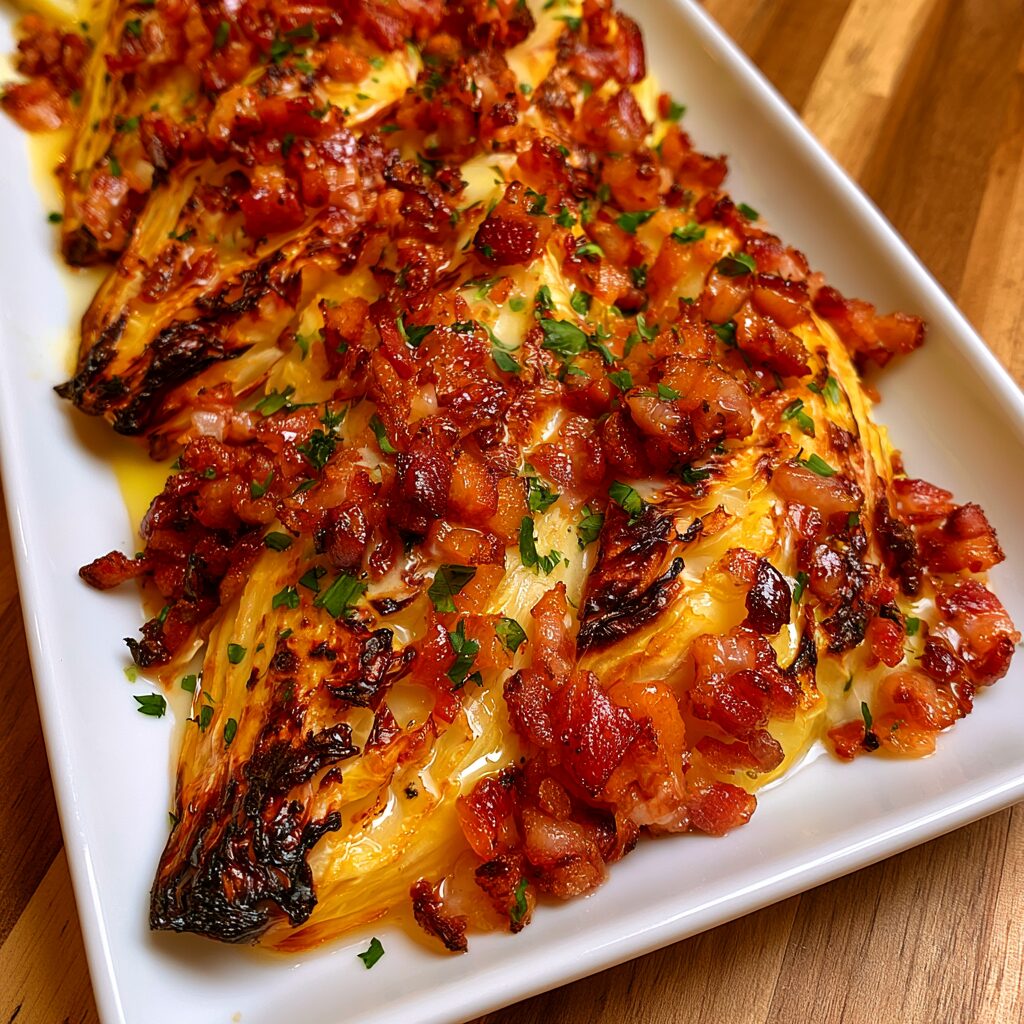 Crispy Roasted Cabbage with Bacon